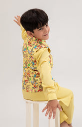 Infant Boys Printed Waist Coat 3 Piece -SIS715125